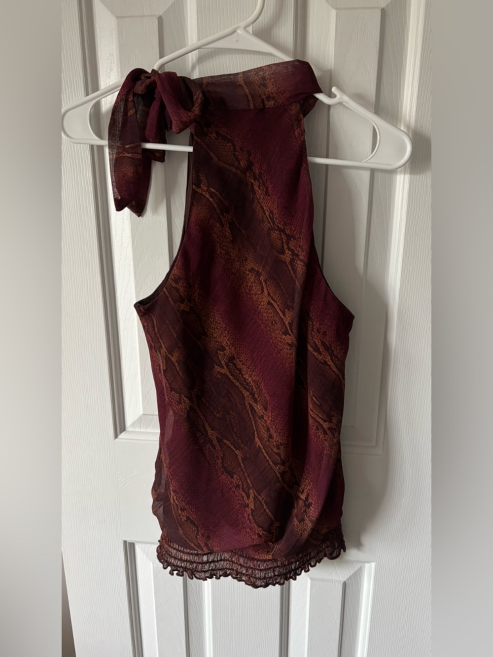 Soulmates Burgundy & Brown Snakeskin Halter with Tie Neck - Picture 2 of 2